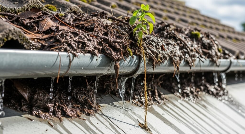 Clogged Gutters Roof