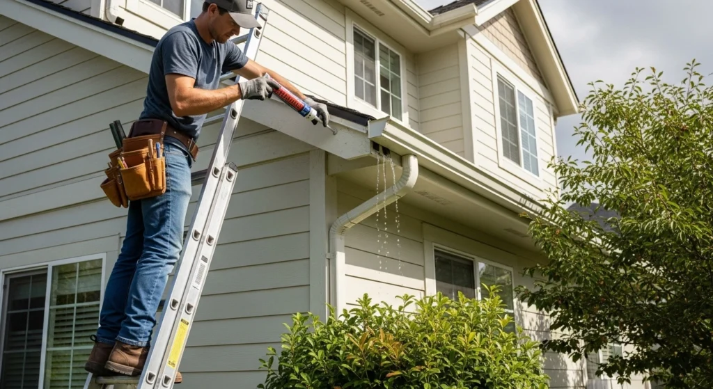 Fixing a leaking gutter- OC Roof Kings
