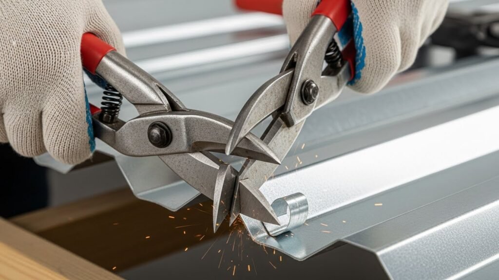 Using Tin Snips (Straight or Curved Cuts)