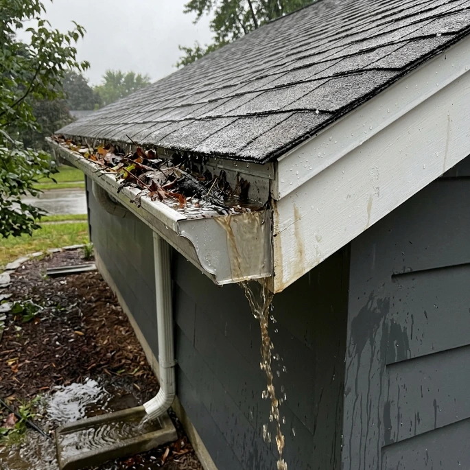 Clogged Gutters Causing Water Backup