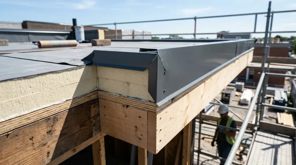 Edge detail rebuilt around a thicker insulated roof assembly