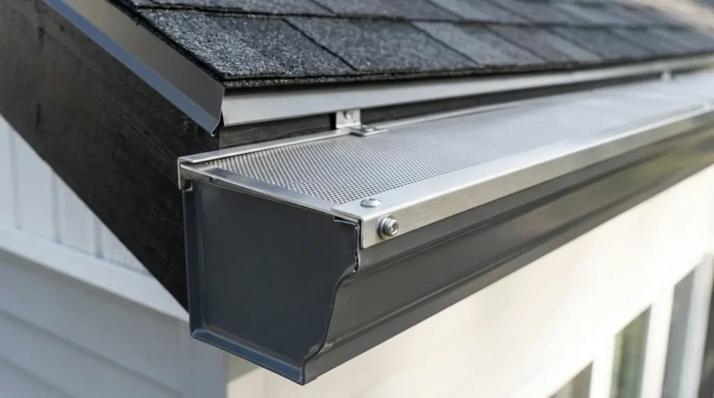 Gutter guard fitted to the profile of a new trough